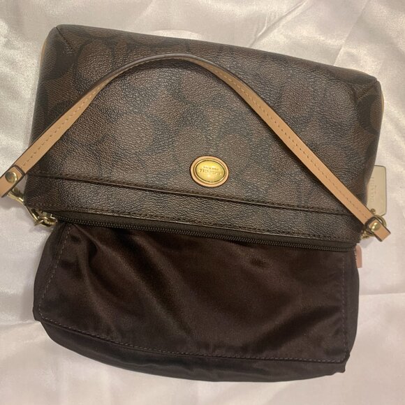 Coach Women's Signature PVC Corner Zip Large Wristlet SV/Brown Azalea F51258 - Picture 7 of 16